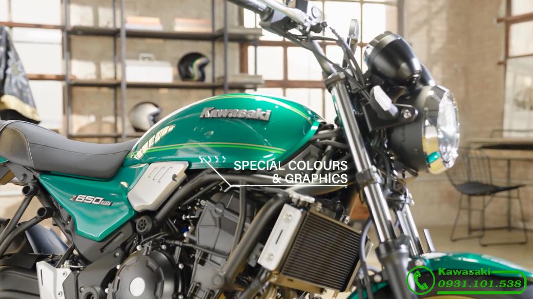 chi tiết  linh kiện Kwasaki Z650RS 2023 mới chính hãng ,màu xanh